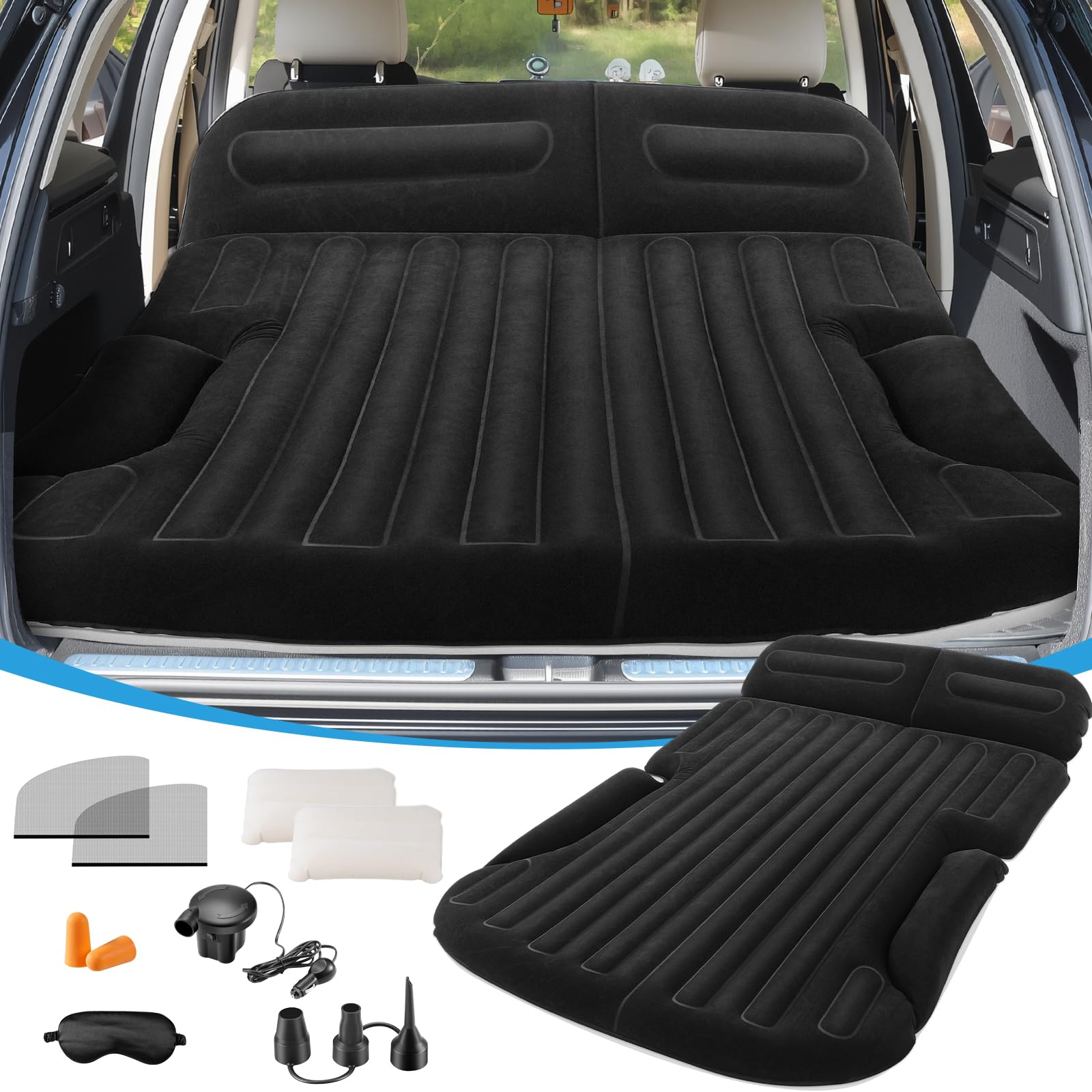 Amazon.co.jp: SUV エアマットレス 厚手両面フロック加工 車用